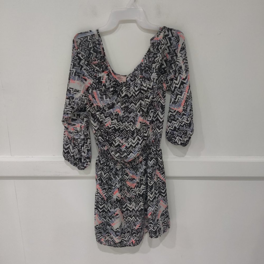 NWT Love...ady Women's Cold Shoulder Cutout Dress Blue Graphic Size M $70 2A115
